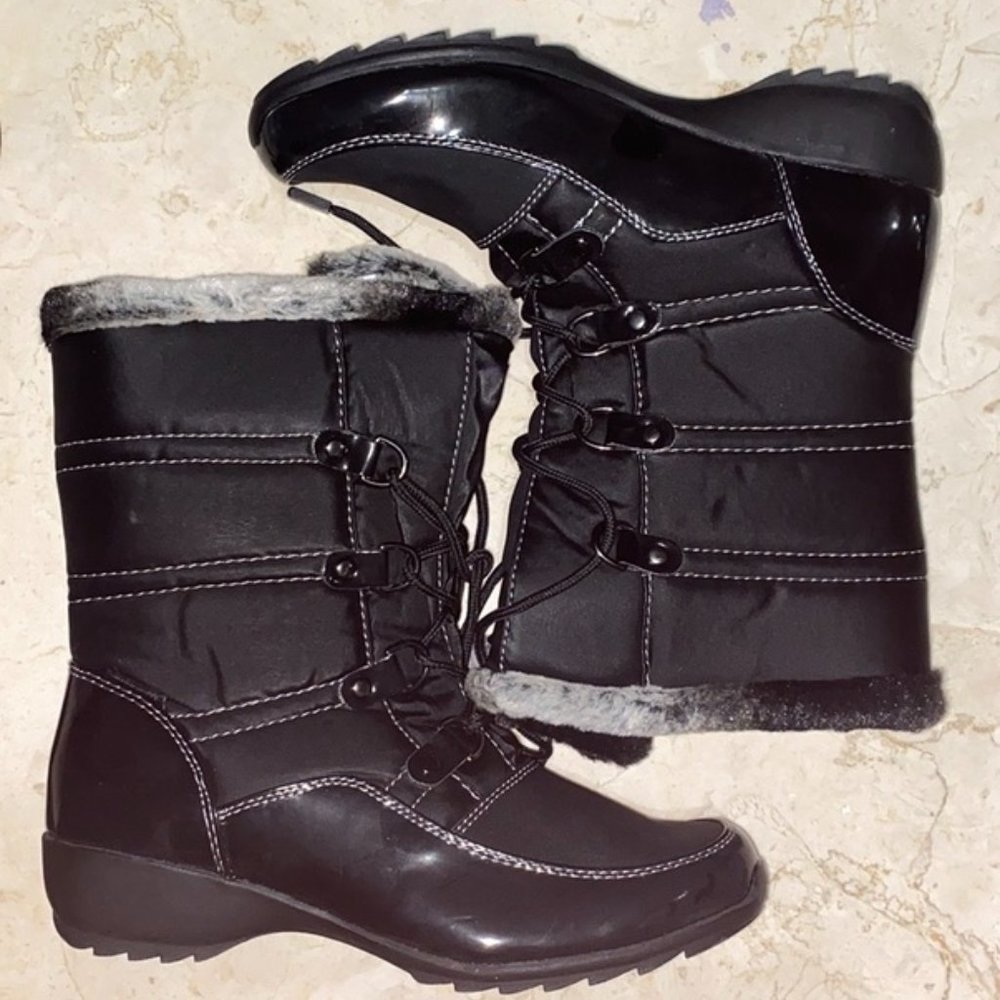 NEW Weather Proof Black Lace-Up Winter Boots